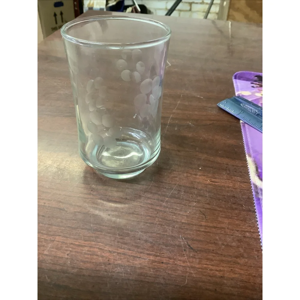 Vtg Libbey Clear Glass Tumbler Juice Floral Dot Drinking Glasse